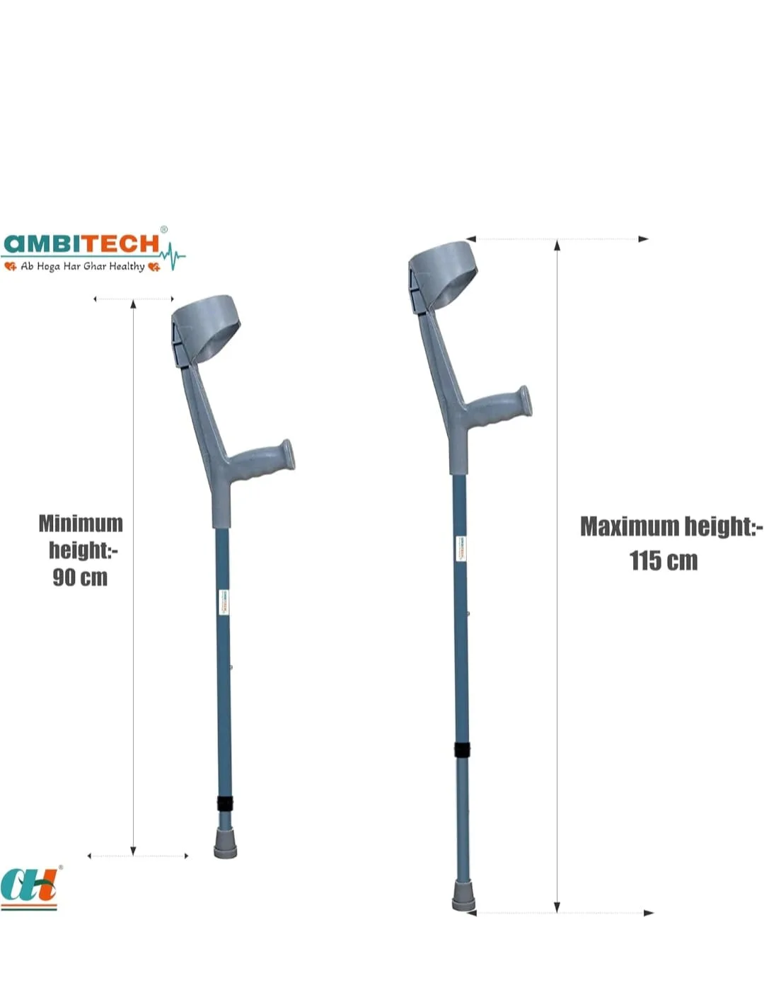 Ambitech Adjustable Forearm Elbow Crutches (Pair)
