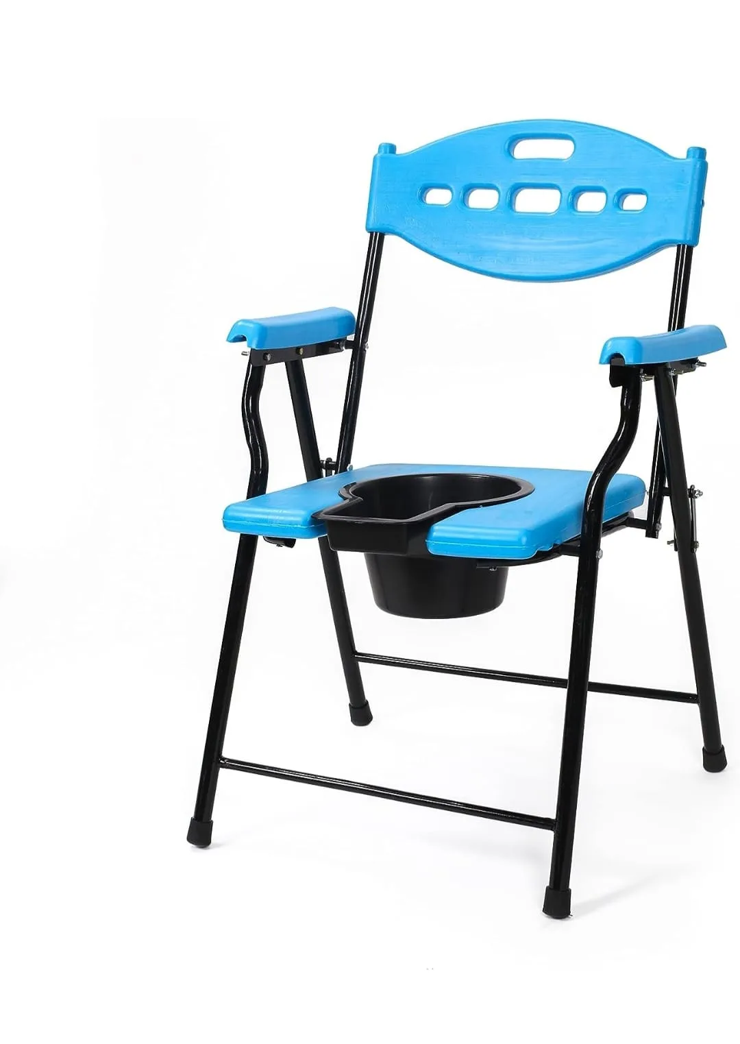 Deluxe Foldable Bedside Commode Chair with Backrest
